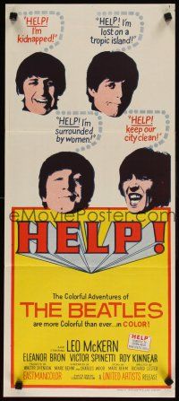 5k021 HELP Aust daybill '65 colorful adventures of The Beatles, John, Paul, George & Ringo!