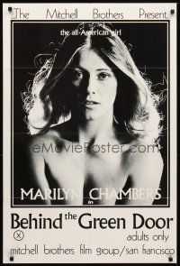 5k073 BEHIND THE GREEN DOOR 24x36 1sh '72 Mitchell Bros' classic, c/u sexy naked Marilyn Chambers!