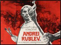 5k279 ANDREI RUBLEV British quad '73 Tarkovsky, cool image of Anatoli Solonitsyn in title role!