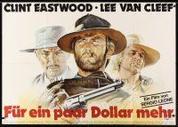 5k039 FOR A FEW DOLLARS MORE German 33x47 R78 art of Clint Eastwood, Lee Van Cleef & Kinski!