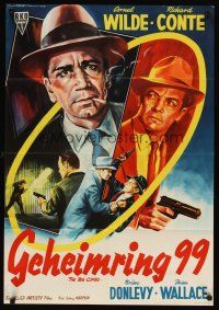 5k041 BIG COMBO German '56 different art of Cornel Wilde, Richard Conte, classic film noir!