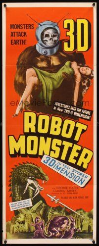 5k224 ROBOT MONSTER insert '53 3-D, the worst movie ever, great wacky art of ape creature & girl!