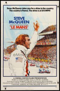 5k110 LE MANS 1sh '71 best artwork of race car driver Steve McQueen waving at fans!