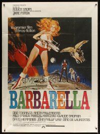 5m082 BARBARELLA French 1p '68 sexiest sci-fi art of Jane Fonda by Robert McGinnis, Roger Vadim!
