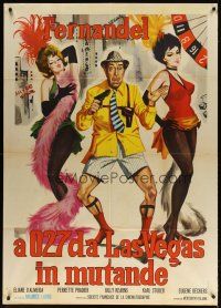 5m121 BLAGUE DANS LE COIN Italian 1p '63 wacky gambling art of Fernandel & sexy showgirls!