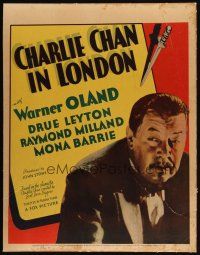 5m037 CHARLIE CHAN IN LONDON linen WC '34 great image of Asian detective Warner Oland!