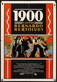 5p005 1900 1sh '77 directed by Bernardo Bertolucci, Robert De Niro, cool Doug Johnson art!
