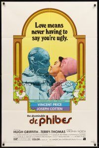 5p015 ABOMINABLE DR. PHIBES 1sh '71 Vincent Price, love means never having to say you're ugly
