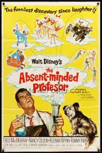 5p017 ABSENT-MINDED PROFESSOR 1sh R67 Walt Disney, Flubber, Fred MacMurray in title role!