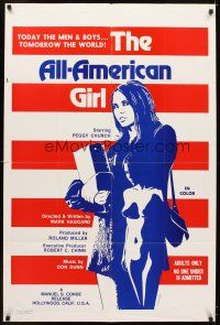 5p027 ALL AMERICAN GIRL 1sh '72 Peggy Church, patriotic art of sexy neighbor!