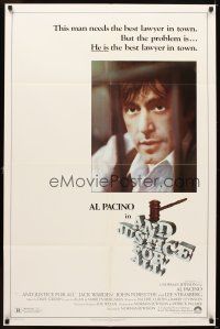 5p038 AND JUSTICE FOR ALL 1sh '79 directed by Norman Jewison, Al Pacino fights back!