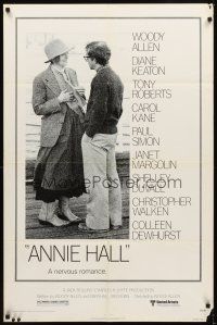 5p046 ANNIE HALL 1sh '77 full-length Woody Allen & Diane Keaton, a nervous romance!