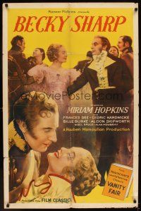 5p065 BECKY SHARP 1sh R40s Rouben Mamoulian directs first Technicolor feature with Miriam Hopkins!