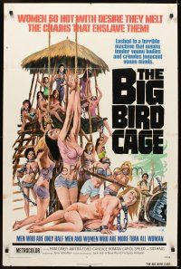 5p068 BIG BIRD CAGE 1sh '72 Pam Grier, Roger Corman, classic chained women art by Joe Smith!