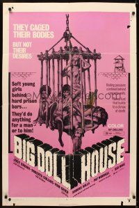 5p071 BIG DOLL HOUSE 1sh '71 artwork of Pam Grier whose body was caged, but not her desires!