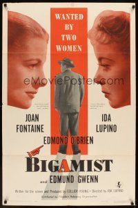 5p076 BIGAMIST 1sh '53 Edmond O'Brien is wanted by Joan Fontaine & Ida Lupino!