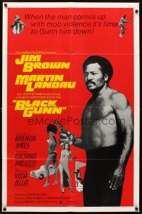 5p080 BLACK GUNN 1sh '72 Jim Brown is dynamite, Martin Landau, Brenda Sykes!