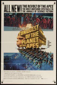 5p166 CONQUEST OF THE PLANET OF THE APES style B 1sh '72 Roddy McDowall, the revolt of the apes!