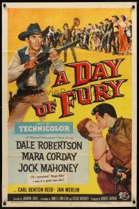 5p189 DAY OF FURY 1sh '56 Dale Robertson is the last of the Maverick Killers, Mara Corday
