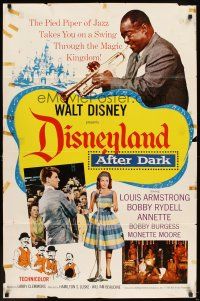 5p220 DISNEYLAND AFTER DARK 1sh '63 great image of Louis Armstrong playing the trumpet!