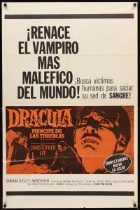 5p235 DRACULA PRINCE OF DARKNESS Spanish/U.S. 1sh '66 great image of vampire Christopher Lee!
