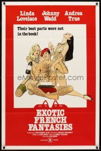 5p285 EXOTIC FRENCH FANTASIES 1sh '74 Linda Lovelace & John Holmes as Johnny Wadd!