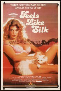 5p306 FEELS LIKE SILK 1sh '83 Jesse St. James, sexy Shauna Grant in lingerie w/cat!