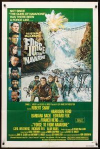 5p339 FORCE 10 FROM NAVARONE 1sh '78 Robert Shaw, Harrison Ford, cool art by Bryan Bysouth!