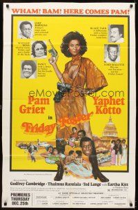 5p353 FRIDAY FOSTER premiere advance 1sh '76 artwork of sexiest Pam Grier with gun and camera!