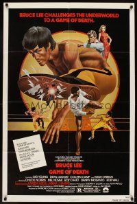 5p372 GAME OF DEATH 1sh '79 Bruce Lee, cool Bob Gleason martial arts artwork!
