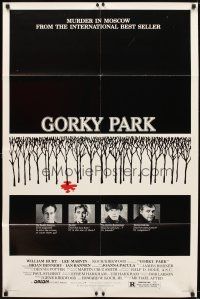 5p417 GORKY PARK 1sh '83 William Hurt, Lee Marvin, cool bloody snow in trees image!