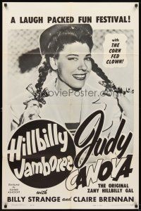 5p446 HILLBILLY JAMBOREE 1sh '60 original zany hillbilly gal Judy Canova w/the Corn Fed Clown!