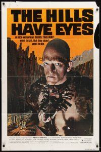 5p447 HILLS HAVE EYES 1sh '78 Wes Craven, classic creepy image of sub-human Michael Berryman!