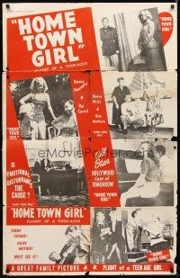 5p453 HOME TOWN GIRL 1sh '40s plight of a teen-ager, all-star Hollywood cast of tomorrow!