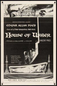 5p459 HOUSE OF USHER 1sh R67 Edgar Allan Poe's tale of the ungodly & evil, art by Reynold Brown!