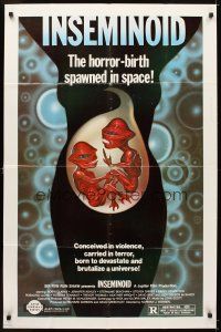 5p471 INSEMINOID 1sh '82 really wild sci-fi horror-birth space spawn image!
