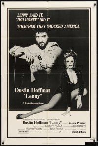 5p517 LENNY style B 1sh '74 Dustin Hoffman as Lenny Bruce at microphone w/sexy Valerie Perrine!
