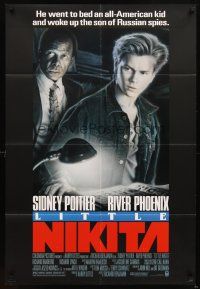 5p521 LITTLE NIKITA 1sh '88 art of Sidney Poitier & River Phoenix, Cold War thriller!