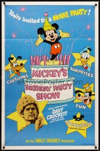 5p569 MICKEY'S BIRTHDAY PARTY SHOW 1sh '78 Davy Crockett, great art of Disney cartoon stars!