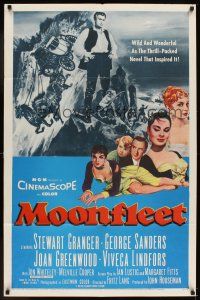 5p583 MOONFLEET 1sh '55 Fritz Lang, Stewart Granger, Joan Greenwood, sexy Viveca Lindfors!