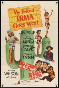 5p597 MY FRIEND IRMA GOES WEST 1sh '50 Martin & Lewis with 3 sexy half-dressed babes on cactus!