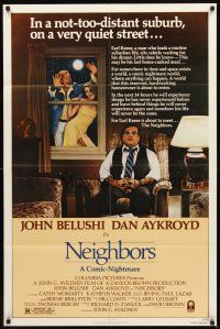 5p610 NEIGHBORS 1sh '81 Belushi & Aykroyd w/sexy Cathy Moriarty