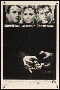 5p626 NO WAY TO TREAT A LADY 1sh '68 Rod Steiger, Lee Remick & Segal, hands about to strangle!