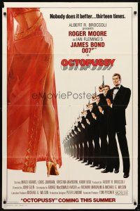 5p629 OCTOPUSSY style A advance 1sh '83 art of Roger Moore as Bond & sexy legs by Daniel Gouzee!