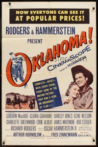 5p631 OKLAHOMA 1sh '56 Gordon MacRae, Shirley Jones, Rodgers & Hammerstein musical!