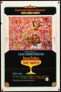 5p651 PARTY style B 1sh '68 Peter Sellers, Blake Edwards, great art by Jack Davis!