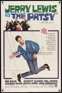 5p652 PATSY 1sh '64 wacky image of star & director Jerry Lewis hanging from strings like a puppet!