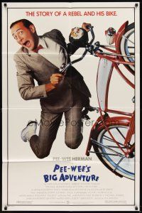 5p654 PEE-WEE'S BIG ADVENTURE 1sh '85 Tim Burton, best image of Paul Reubens & his beloved bike!