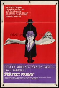5p658 PERFECT FRIDAY 1sh '70 super sexy Ursula Andress, get there early before the police do!