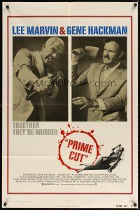 5p686 PRIME CUT style B 1sh '72 Lee Marvin w/machine gun, Gene Hackman w/cleaver!
